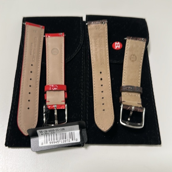 🌴 NWT Bundle of 2 Michele Genuine Leather Watch Bands - Picture 2 of 2